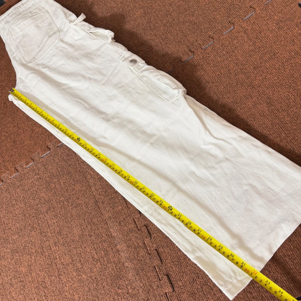 Miss Love Womens White Denim Cargo Pants Wide Leg Utility Multi Pocket Size M - Picture 8 of 8